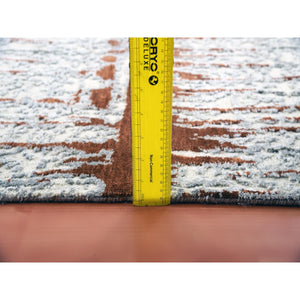 10'2"x14' Earth Tone Colors, Modern, Cardiac Design, Pure Silk and Textured Wool, Hand Knotted, Oriental Rug FWR451794