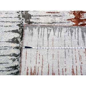 10'2"x14' Earth Tone Colors, Modern, Cardiac Design, Pure Silk and Textured Wool, Hand Knotted, Oriental Rug FWR451794