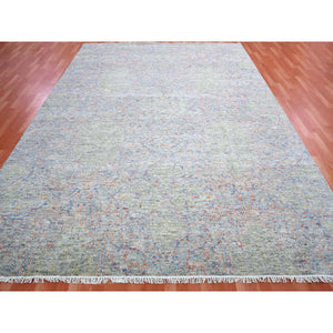9'1"x12'1" Gray Goose, Vegetable Dyes, Oushak Influence With Salt And Pepper Motif, 100% Wool, Oriental Rug FWR451818
