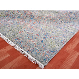 9'1"x12'1" Gray Goose, Vegetable Dyes, Oushak Influence With Salt And Pepper Motif, 100% Wool, Oriental Rug FWR451818