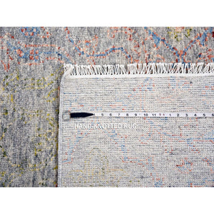 9'1"x12'1" Gray Goose, Vegetable Dyes, Oushak Influence With Salt And Pepper Motif, 100% Wool, Oriental Rug FWR451818