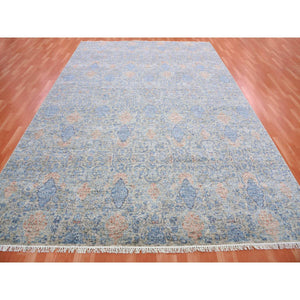 9'x12'4" Storm Gray, Natural Dyes, Tone On Tone, Obscured And Subtle Motif, Organic Wool, Hand Knotted, Soft Pile, Oriental Rug FWR451836