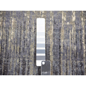 2'6"x6'4" Gainsboro Gray, Modern Ombre Design, Densely Woven, Hand Knotted, Extra Soft Wool, Runner Oriental Rug FWR451842