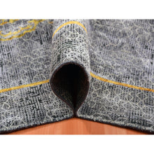 Load image into Gallery viewer, 8&#39;x10&#39;3&quot; Battleship Gray, The Golden Dragons, Chinese Qing Dynasty Inspired, Pure Wool And Silk, Cropped Thin, Hand Knotted, Oriental Rug FWR451890