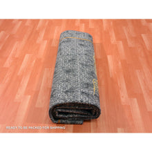 Load image into Gallery viewer, 8&#39;x10&#39;3&quot; Battleship Gray, The Golden Dragons, Chinese Qing Dynasty Inspired, Pure Wool And Silk, Cropped Thin, Hand Knotted, Oriental Rug FWR451890