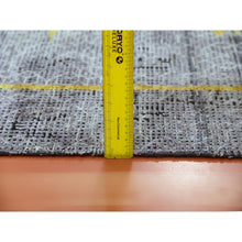 Load image into Gallery viewer, 8&#39;x10&#39;3&quot; Battleship Gray, The Golden Dragons, Chinese Qing Dynasty Inspired, Pure Wool And Silk, Cropped Thin, Hand Knotted, Oriental Rug FWR451890