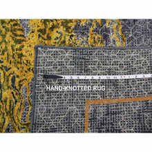 Load image into Gallery viewer, 8&#39;x10&#39;3&quot; Battleship Gray, The Golden Dragons, Chinese Qing Dynasty Inspired, Pure Wool And Silk, Cropped Thin, Hand Knotted, Oriental Rug FWR451890