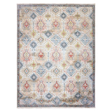 Load image into Gallery viewer, 9&#39;x12&#39; Alabaster White, Shaved Down Hand Knotted Zero Pile, Natural Dyes, Extra Soft Wool, Caucasian Gul Motifs All Over Borderless Design, Oriental Rug FWR451932