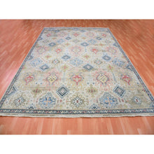 Load image into Gallery viewer, 9&#39;x12&#39; Alabaster White, Shaved Down Hand Knotted Zero Pile, Natural Dyes, Extra Soft Wool, Caucasian Gul Motifs All Over Borderless Design, Oriental Rug FWR451932