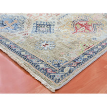 Load image into Gallery viewer, 9&#39;x12&#39; Alabaster White, Shaved Down Hand Knotted Zero Pile, Natural Dyes, Extra Soft Wool, Caucasian Gul Motifs All Over Borderless Design, Oriental Rug FWR451932