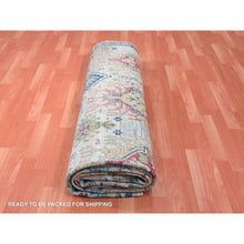 Load image into Gallery viewer, 9&#39;x12&#39; Alabaster White, Shaved Down Hand Knotted Zero Pile, Natural Dyes, Extra Soft Wool, Caucasian Gul Motifs All Over Borderless Design, Oriental Rug FWR451932