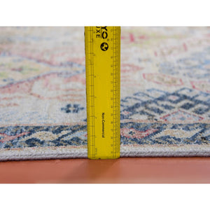 9'x12' Alabaster White, Shaved Down Hand Knotted Zero Pile, Natural Dyes, Extra Soft Wool, Caucasian Gul Motifs All Over Borderless Design, Oriental Rug FWR451932