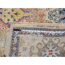 Load image into Gallery viewer, 9&#39;x12&#39; Alabaster White, Shaved Down Hand Knotted Zero Pile, Natural Dyes, Extra Soft Wool, Caucasian Gul Motifs All Over Borderless Design, Oriental Rug FWR451932