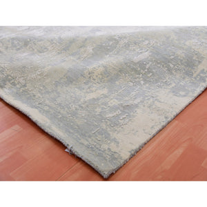 12'x15'6" Stargazer Gray, Modern Abstract Design with Soft Colors, Wool and Pure Silk Hand Knotted, Oversized Oriental Rug FWR451986
