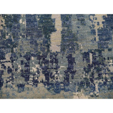 Load image into Gallery viewer, 12&#39;x12&#39; Grotto Blue With Mix Of Delray Gray, Hi-lo Pile, Abstract Design, Wool And Silk, Modern Hand Knotted, Denser Weave Square Oriental Rug FWR451998