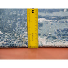 Load image into Gallery viewer, 12&#39;x12&#39; Grotto Blue With Mix Of Delray Gray, Hi-lo Pile, Abstract Design, Wool And Silk, Modern Hand Knotted, Denser Weave Square Oriental Rug FWR451998