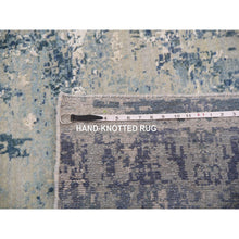 Load image into Gallery viewer, 12&#39;x12&#39; Grotto Blue With Mix Of Delray Gray, Hi-lo Pile, Abstract Design, Wool And Silk, Modern Hand Knotted, Denser Weave Square Oriental Rug FWR451998