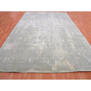 10'x14'1" Jubilee Gray, Modern Abstract Design, Vibrant Colors, Hand Knotted, Soft Pile Wool and Silk Oriental Rug FWR452004