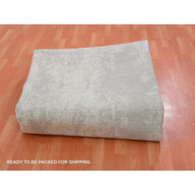 Load image into Gallery viewer, 12&#39;x12&#39; Nimbus Gray With Shade Of Boothbay Gray, Soft Pile, Modern and Abstract Design, Hand Knotted Wool and Silk, Oriental Round Rug FWR452016