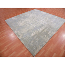 Load image into Gallery viewer, 10&#39;x10&#39; Pike&#39;s Peak Gray, Modern Abstract Design, Wool and Silk, Vibrant Colors, Hand Knotted, Square Oriental Rug FWR452034