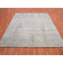 Load image into Gallery viewer, 8&#39;x8&#39; Nickel Gray With Mix Of Agreeable Gray, Soft To The Touch Pile, Hand Knotted, Modern and Abstract Design, Wool and Silk Oriental Square Rug FWR452058