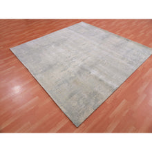 Load image into Gallery viewer, 8&#39;x8&#39; Nickel Gray With Mix Of Agreeable Gray, Soft To The Touch Pile, Hand Knotted, Modern and Abstract Design, Wool and Silk Oriental Square Rug FWR452058