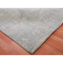 Load image into Gallery viewer, 8&#39;x8&#39; Nickel Gray With Mix Of Agreeable Gray, Soft To The Touch Pile, Hand Knotted, Modern and Abstract Design, Wool and Silk Oriental Square Rug FWR452058
