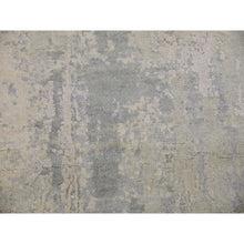 Load image into Gallery viewer, 8&#39;x8&#39; Nickel Gray With Mix Of Agreeable Gray, Soft To The Touch Pile, Hand Knotted, Modern And Abstract Design, Wool And Silk Oriental Square Rug FWR452058