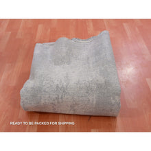 Load image into Gallery viewer, 8&#39;x8&#39; Nickel Gray With Mix Of Agreeable Gray, Soft To The Touch Pile, Hand Knotted, Modern and Abstract Design, Wool and Silk Oriental Square Rug FWR452058