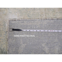 Load image into Gallery viewer, 8&#39;x8&#39; Nickel Gray With Mix Of Agreeable Gray, Soft To The Touch Pile, Hand Knotted, Modern And Abstract Design, Wool And Silk Oriental Square Rug FWR452058