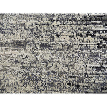Load image into Gallery viewer, 8&#39;x10&#39;3&quot; Domino Black With Misty Gray, Modern Striae Design, Soft Pile Wool And Silk Hand Knotted, Oriental Rug FWR452064