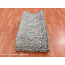 Load image into Gallery viewer, 8&#39;x10&#39;3&quot; Domino Black With Misty Gray, Modern Striae Design, Soft Pile Wool And Silk Hand Knotted, Oriental Rug FWR452064