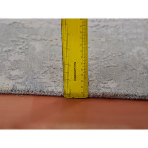 2'x3'1" Cathedral Gray With Edgecomb Gray, Hand Knotted, Wool and Silk Modern Abstract Design, Soft Colors, Mat Oriental Rug FWR452106