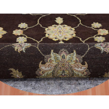 Load image into Gallery viewer, 8&#39;x8&#39; Wenge Brown With Wimborne White Border, Hand Knotted Thick And Plush,  Rajasthan All Over Design, Wool And Silk Round Oriental Rug FWR452142