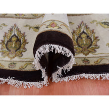 Load image into Gallery viewer, 8&#39;x8&#39; Wenge Brown With Wimborne White Border, Hand Knotted Thick And Plush,  Rajasthan All Over Design, Wool And Silk Round Oriental Rug FWR452142