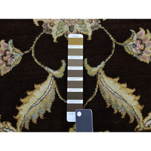 Load image into Gallery viewer, 8&#39;x8&#39; Wenge Brown With Wimborne White Border, Hand Knotted Thick And Plush,  Rajasthan All Over Design, Wool And Silk Round Oriental Rug FWR452142