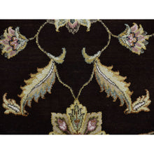 Load image into Gallery viewer, 8&#39;x8&#39; Wenge Brown With Wimborne White Border, Hand Knotted Thick And Plush,  Rajasthan All Over Design, Wool And Silk Round Oriental Rug FWR452142