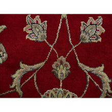 Load image into Gallery viewer, 8&#39;x8&#39; Hot Ember Red, Hand Knotted, Rajasthan Design With Ivory Border, Thick And Plush, All Over Pattern, Wool And Silk, Round Oriental Rug FWR452154