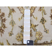 Load image into Gallery viewer, 4&#39;10&quot;x7&#39;3&quot; Moderne White and Sangria Red, Thick and Plush, Rajasthan Design With All Over Leaf Pattern, Hand Knotted Wool and Silk, Oriental Rug FWR452178
