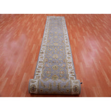 Load image into Gallery viewer, 2&#39;8&quot;x21&#39; Blue Fox And Cloud White, Rajasthan All Over Pattern, Thick And Plush, Wool And Silk, Hand Knotted Xl Runner Oriental Rug FWR452184