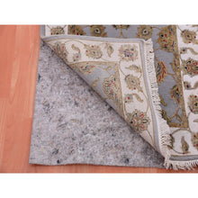 Load image into Gallery viewer, 2&#39;8&quot;x21&#39; Blue Fox And Cloud White, Rajasthan All Over Pattern, Thick And Plush, Wool And Silk, Hand Knotted Xl Runner Oriental Rug FWR452184