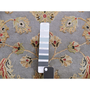 2'8"x21' Blue Fox And Cloud White, Rajasthan All Over Pattern, Thick And Plush, Wool And Silk, Hand Knotted Xl Runner Oriental Rug FWR452184
