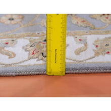 Load image into Gallery viewer, 2&#39;8&quot;x21&#39; Blue Fox And Cloud White, Rajasthan All Over Pattern, Thick And Plush, Wool And Silk, Hand Knotted Xl Runner Oriental Rug FWR452184