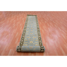 Load image into Gallery viewer, 2&#39;7&quot;x18&#39;2&quot; Supernova Gray, Brown Border, Rajasthan Design, Silk and Wool, Hand Knotted, XL Runner, Thick and Plush Oriental Rug FWR452196