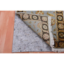 Load image into Gallery viewer, 2&#39;7&quot;x18&#39;2&quot; Supernova Gray, Brown Border, Rajasthan Design, Silk and Wool, Hand Knotted, XL Runner, Thick and Plush Oriental Rug FWR452196