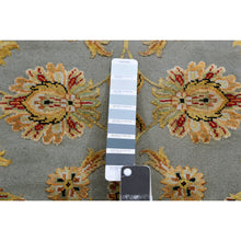 Load image into Gallery viewer, 2&#39;7&quot;x18&#39;2&quot; Supernova Gray, Brown Border, Rajasthan Design, Silk and Wool, Hand Knotted, XL Runner, Thick and Plush Oriental Rug FWR452196