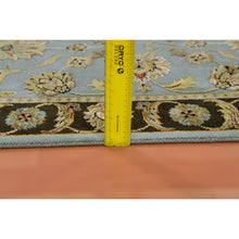 Load image into Gallery viewer, 2&#39;7&quot;x18&#39;2&quot; Supernova Gray, Brown Border, Rajasthan Design, Silk and Wool, Hand Knotted, XL Runner, Thick and Plush Oriental Rug FWR452196