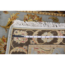Load image into Gallery viewer, 2&#39;7&quot;x18&#39;2&quot; Supernova Gray, Brown Border, Rajasthan Design, Silk and Wool, Hand Knotted, XL Runner, Thick and Plush Oriental Rug FWR452196