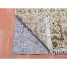 Load image into Gallery viewer, 2&#39;7&quot;x20&#39;7&quot; Egret White, Rajasthan All Over Leaf Design, Silk And Wool, Thick And Plush Hand Knotted, Xl Runner Oriental Rug FWR452202