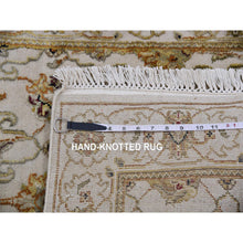 Load image into Gallery viewer, 2&#39;7&quot;x20&#39;7&quot; Egret White, Rajasthan All Over Leaf Design, Silk And Wool, Thick And Plush Hand Knotted, Xl Runner Oriental Rug FWR452202